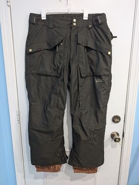 Vintage 2007 Vans Men's XL Green & Black Checkered Snow Ski Pants V138 Y2K